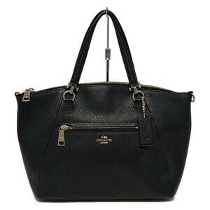 Auth COACH Pebbled Leather Prairie Satchel 34340 Black Leather - Handbag